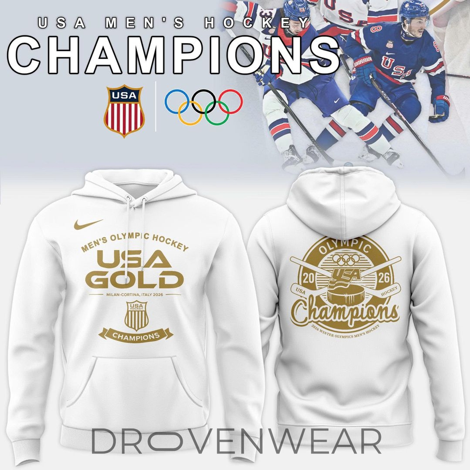 USA Men’s Ice Hockey Team 2026 Winter Olympics Champions Hoodie USA Men’s Ice Hockey Team 2026 Winter Olympics Champions Hoodie