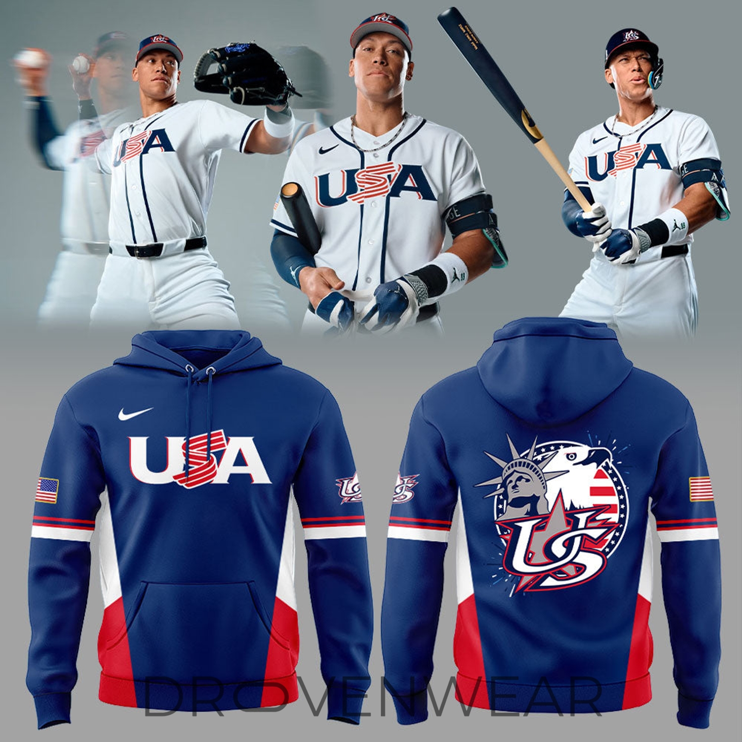 Team USA 2026 World Baseball Classic Blue Combo Hoodie Team USA 2026 World Baseball Classic Blue Combo Hoodie