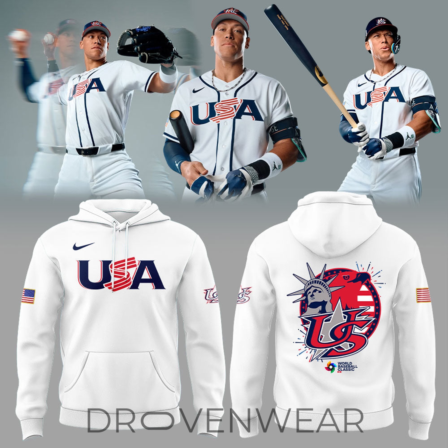 Team USA 2026 World Baseball Classic Blue Combo Hoodie Team USA 2026 World Baseball Classic Blue Combo Hoodie