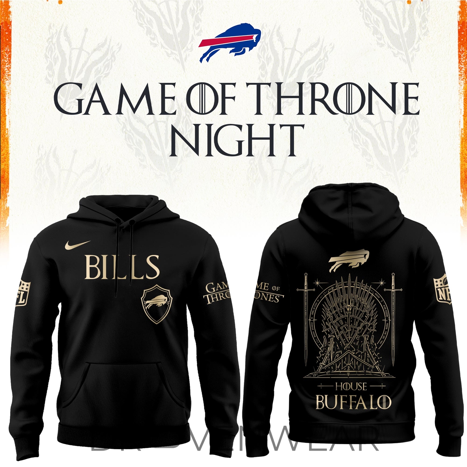 Buffalo Football x Game Of Thrones Night Hoodie Buffalo Football x Game Of Thrones Night Hoodie