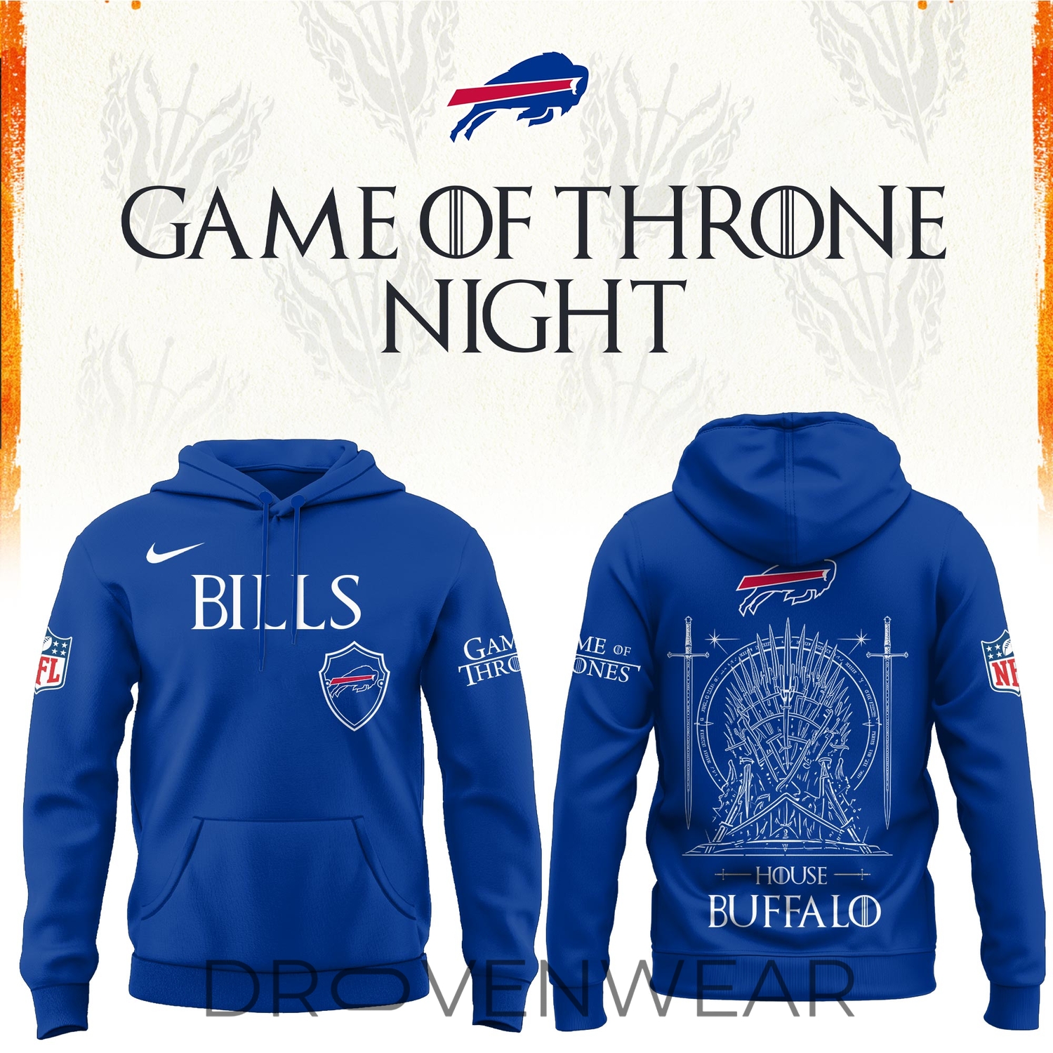 Buffalo Football x Game Of Thrones Night Hoodie Buffalo Football x Game Of Thrones Night Hoodie