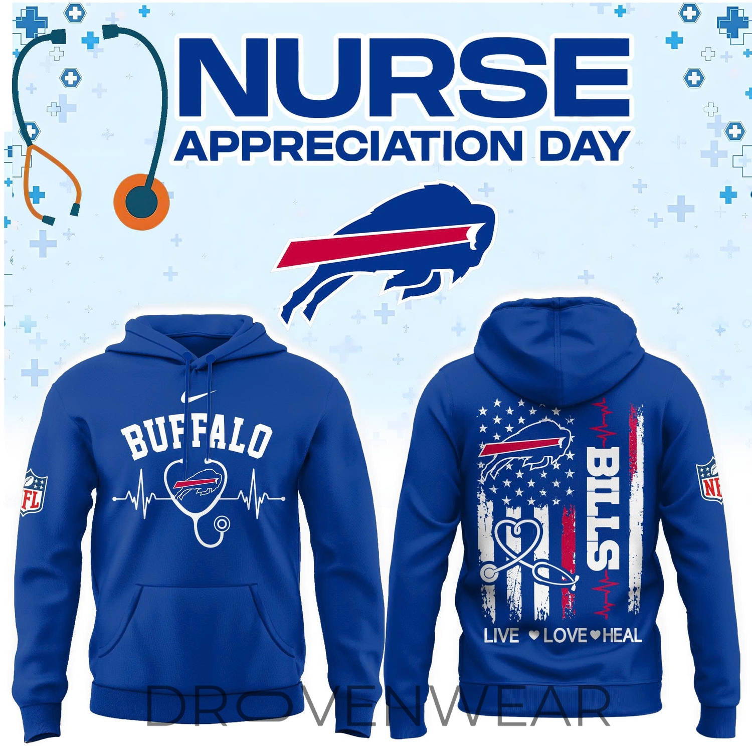 Buffalo Football Nurse Appreciation Hoodie Buffalo Football Nurse Appreciation Hoodie