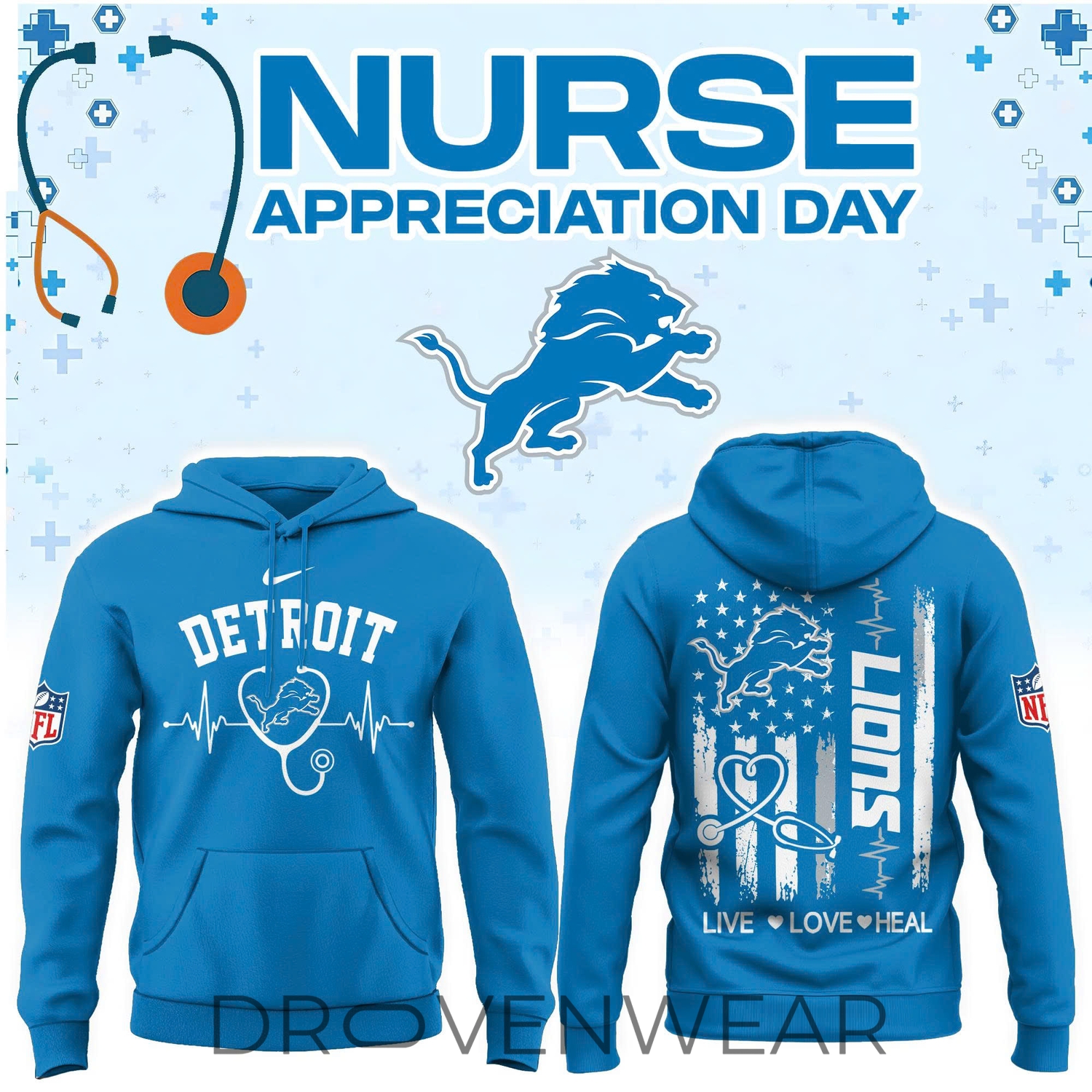 Detroit Football Nurse Appreciation Hoodie Detroit Football Nurse Appreciation Hoodie