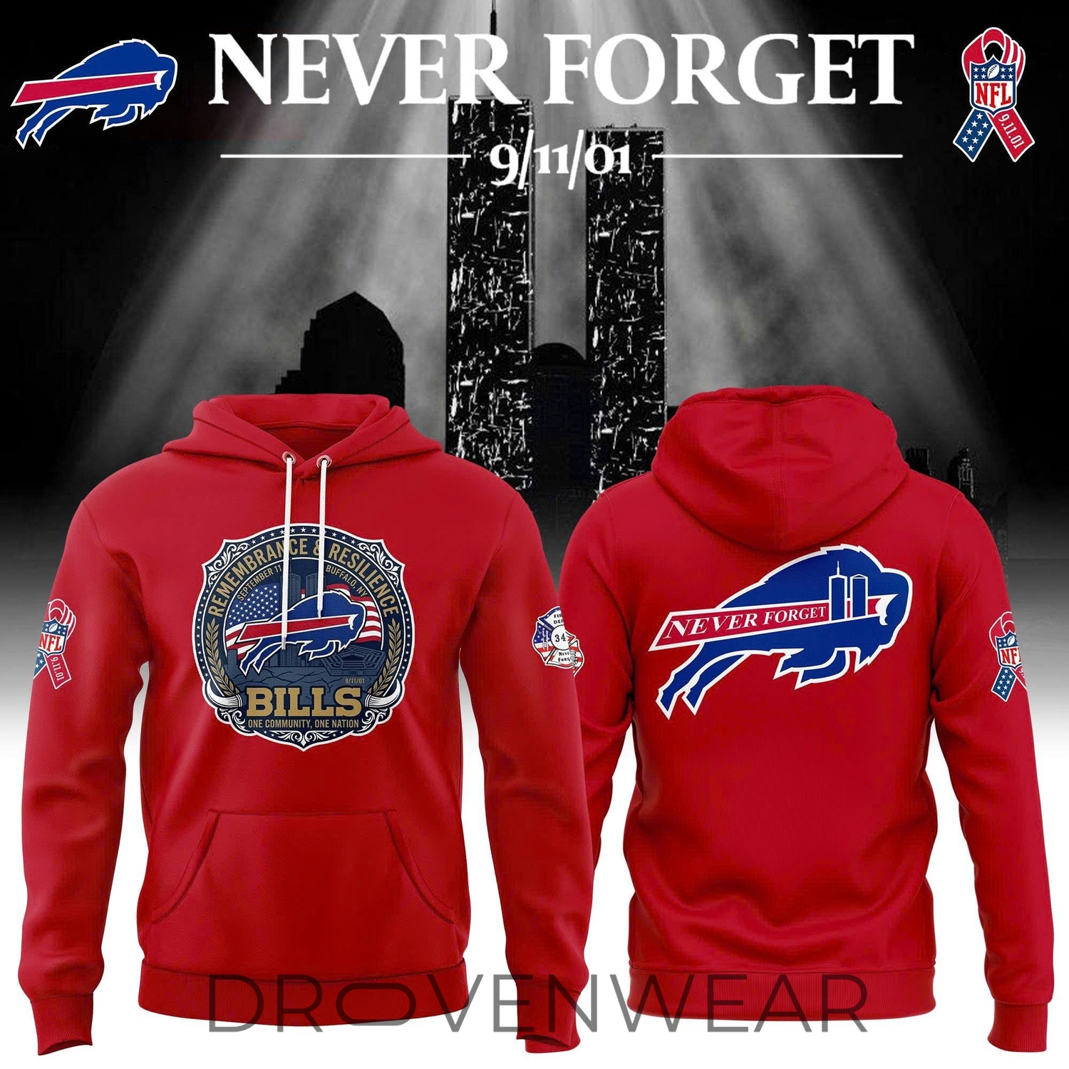 Unisex Red Buffalo Bills Football 9/11/01 Never Forget Special Hoodie Unisex Red Buffalo Bills Football 9/11/01 Never Forget Special Hoodie