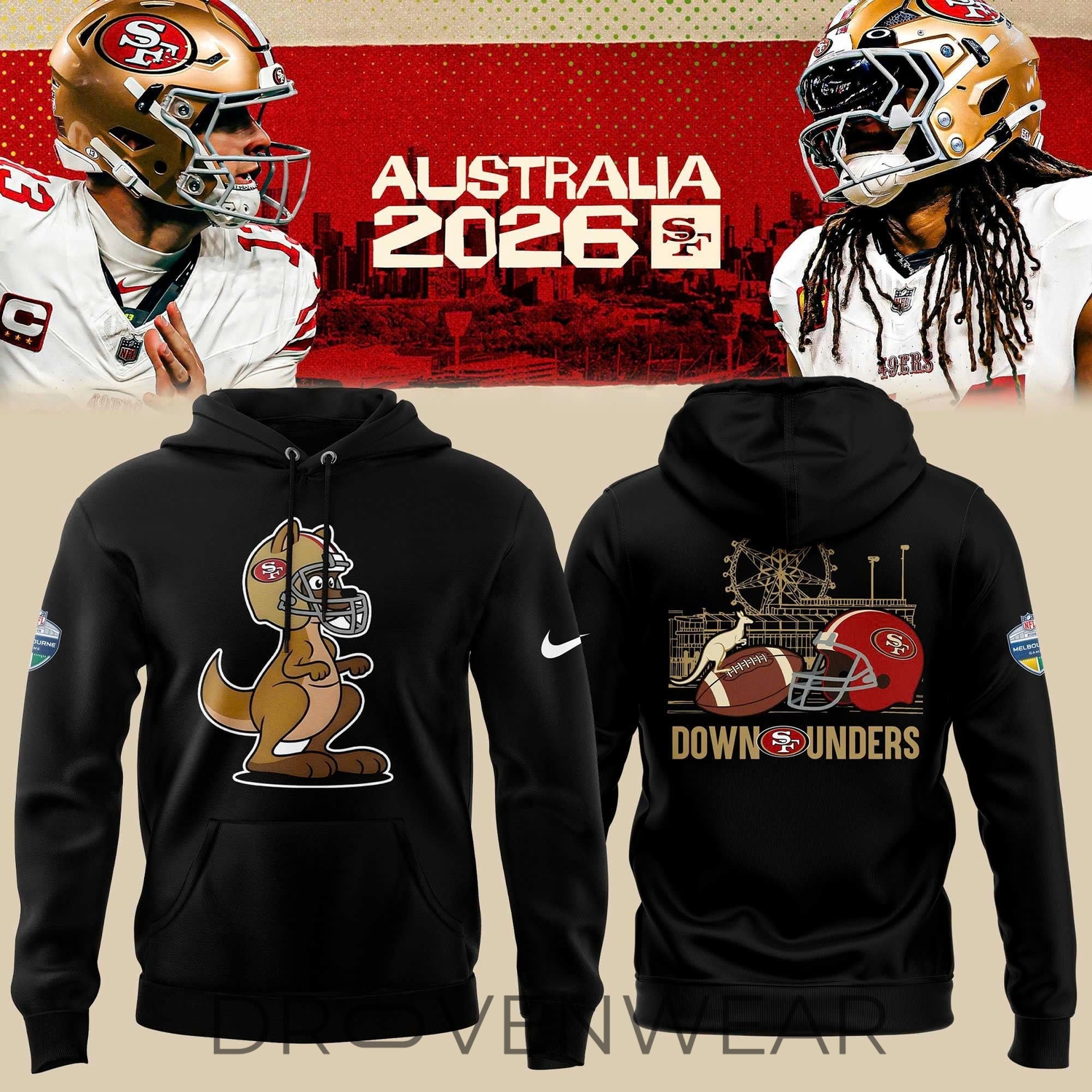 Unisex Nike Black San Francisco 49ers 2026 Melbourne Game Special Hoodie Unisex Nike Black San Francisco 49ers 2026 Melbourne Game Special Hoodie