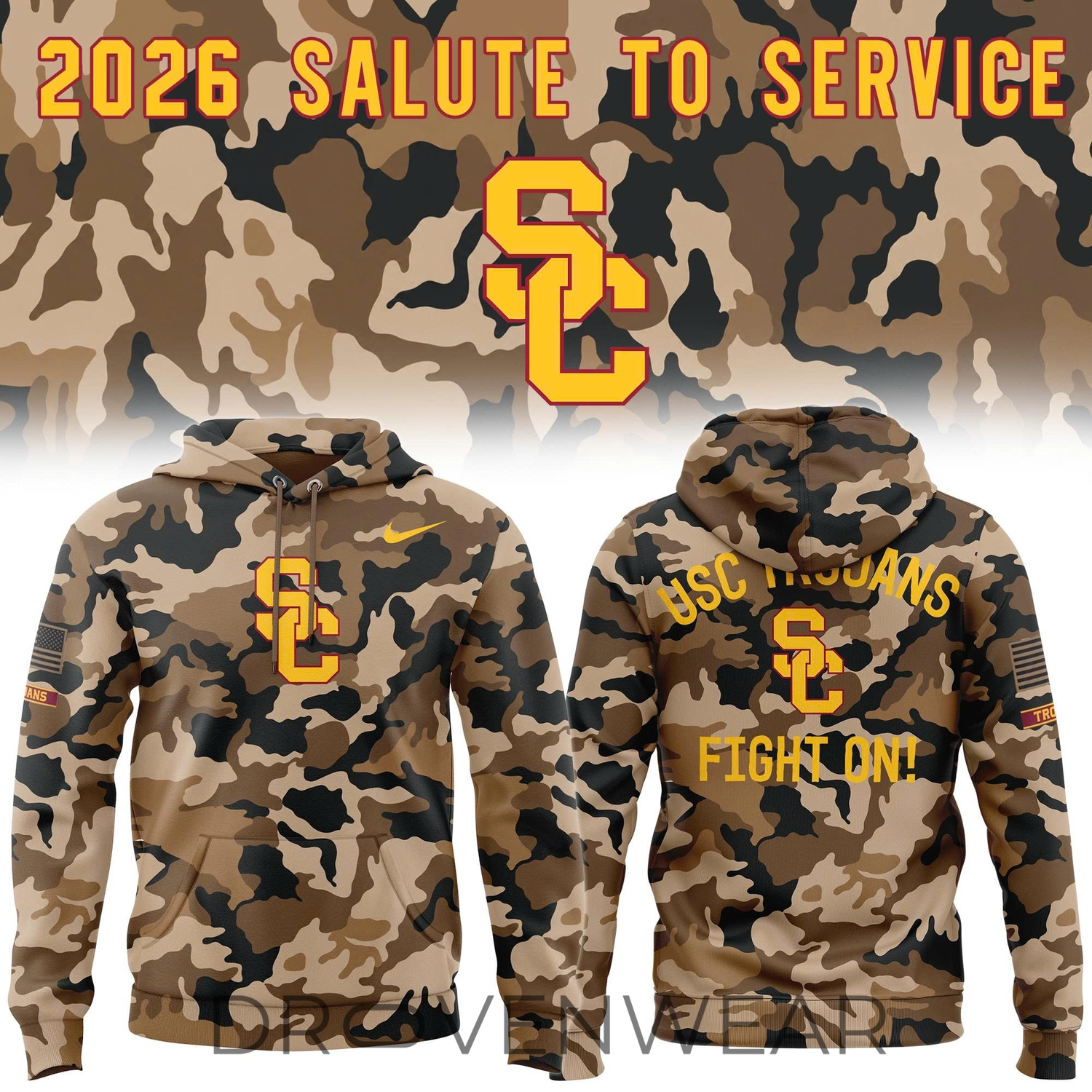 Usc Trojans 2026 Salute To Service Camo Pullover Hoodie Usc Trojans 2026 Salute To Service Camo Pullover Hoodie