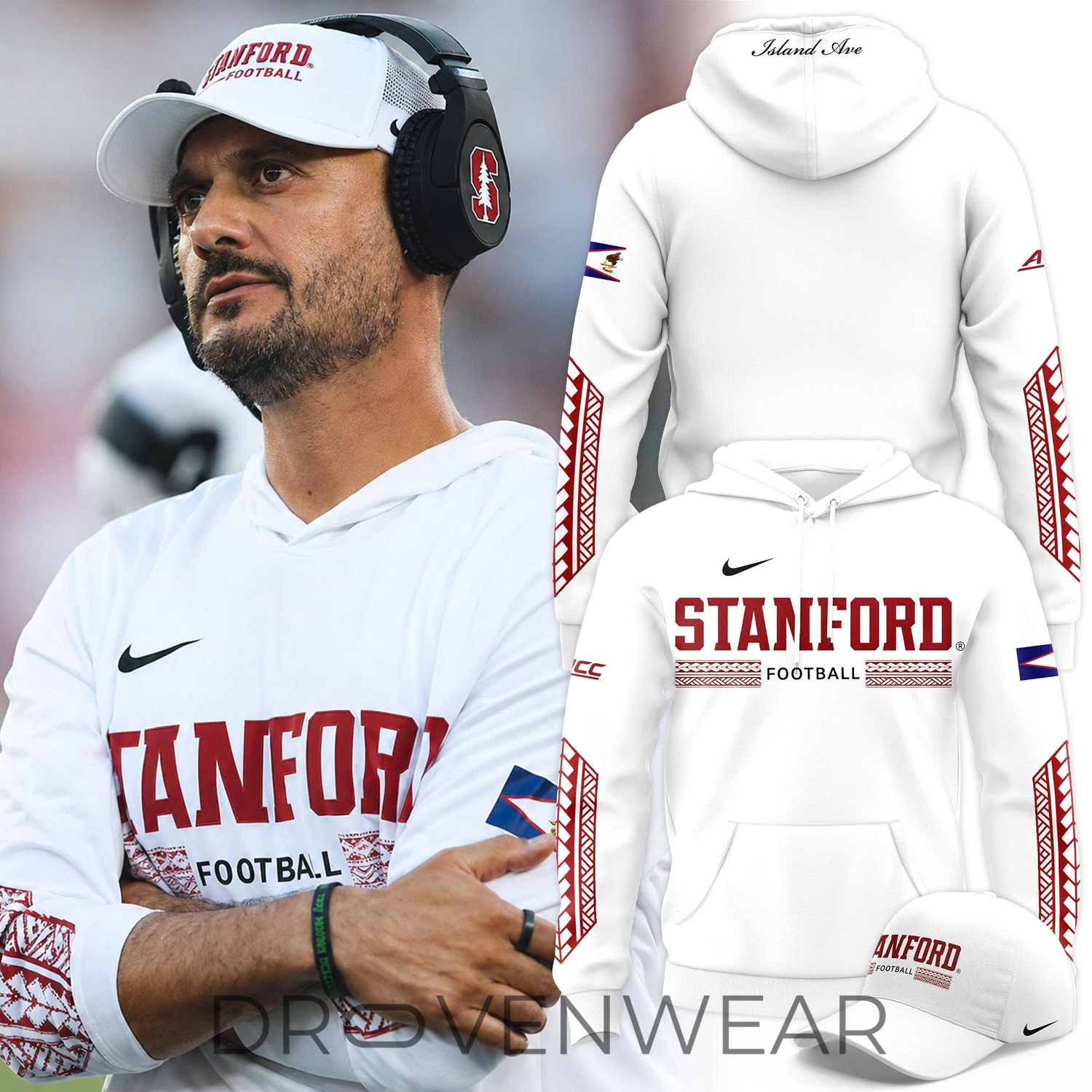 Stanford Football Coach Pritchard 2026 Hoodie White Stanford Football Coach Pritchard 2026 Hoodie White