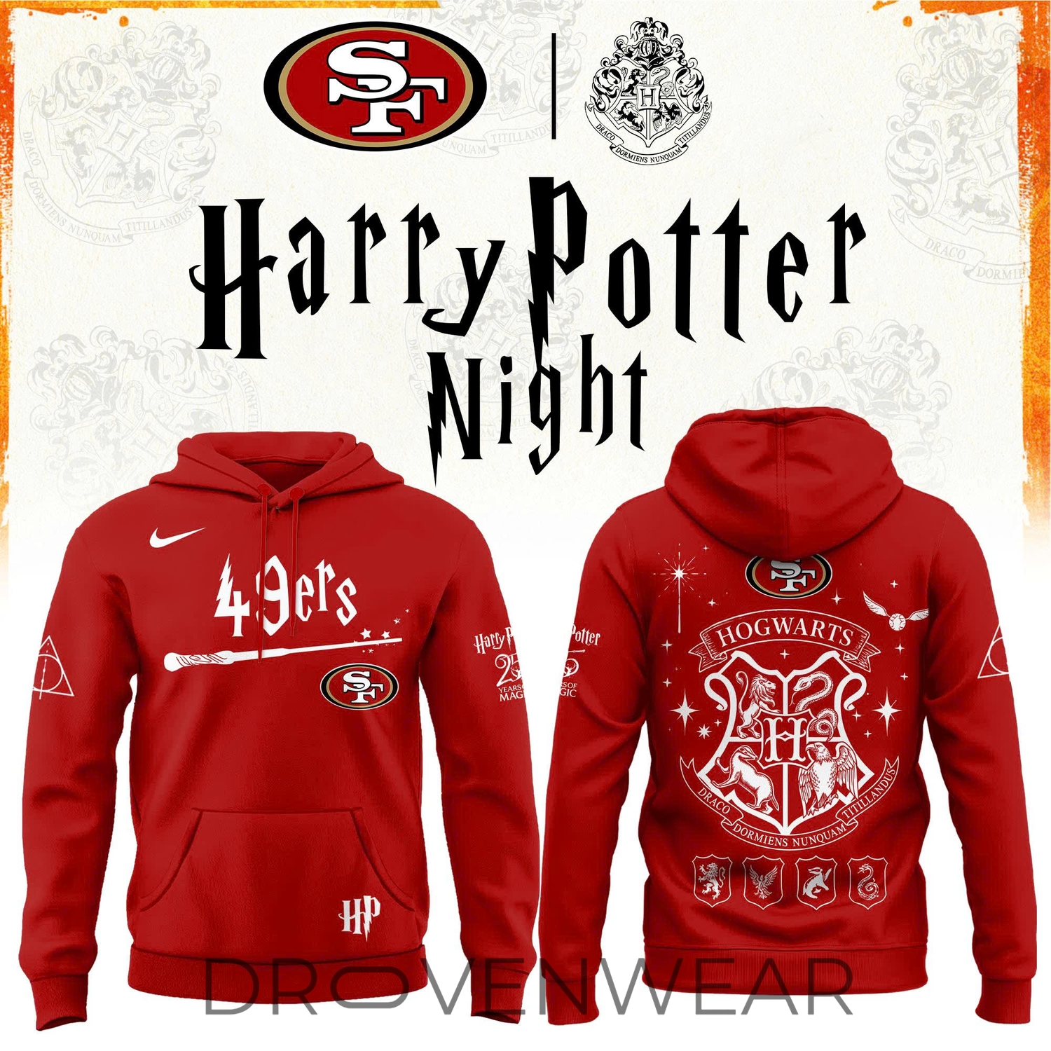 San Francisco 49ers 2026 Harry Potter 25 Years Celebration Alternate Design Hoodie San Francisco 49ers 2026 Harry Potter 25 Years Celebration Alternate Design Hoodie