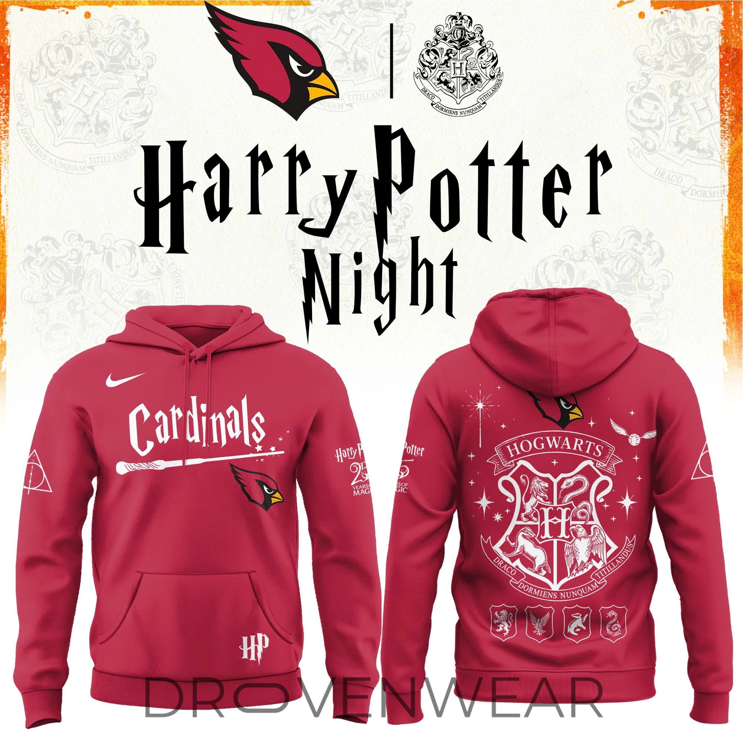 Arizona Cardinals 2026 Harry Potter 25 Years Celebration Alternate Design Hoodie Arizona Cardinals 2026 Harry Potter 25 Years Celebration Alternate Design Hoodie