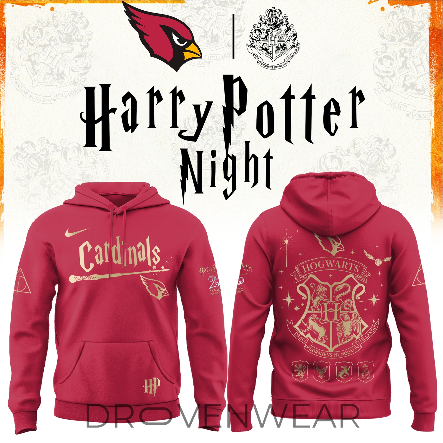 Arizona Cardinals 2026 Harry Potter 25 Years Celebration Alternate Design Hoodie Arizona Cardinals 2026 Harry Potter 25 Years Celebration Alternate Design Hoodie