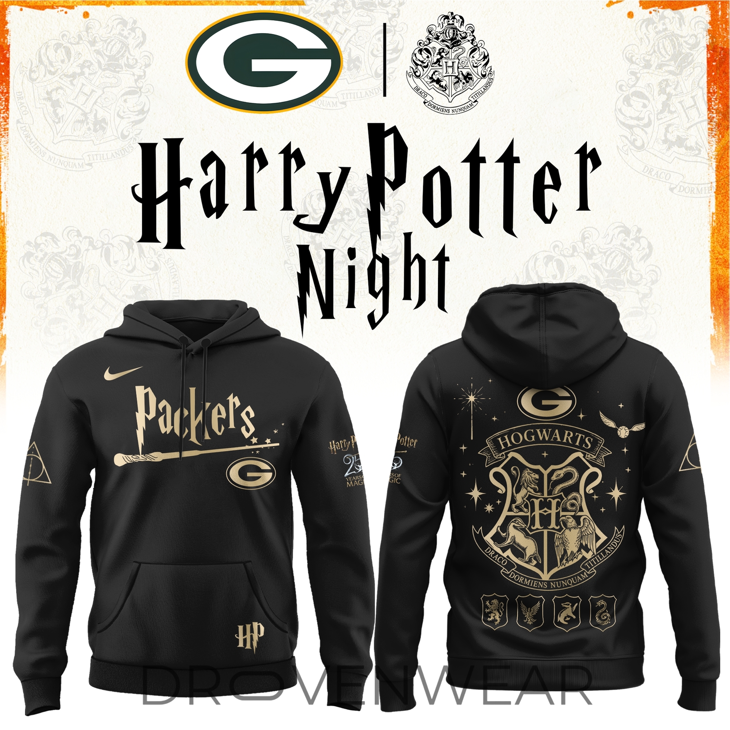 2026 Green Bay Packers Harry Potter 25th Anniversary Special Edition Football Hoodie 2026 Green Bay Packers Harry Potter 25th Anniversary Special Edition Football Hoodie
