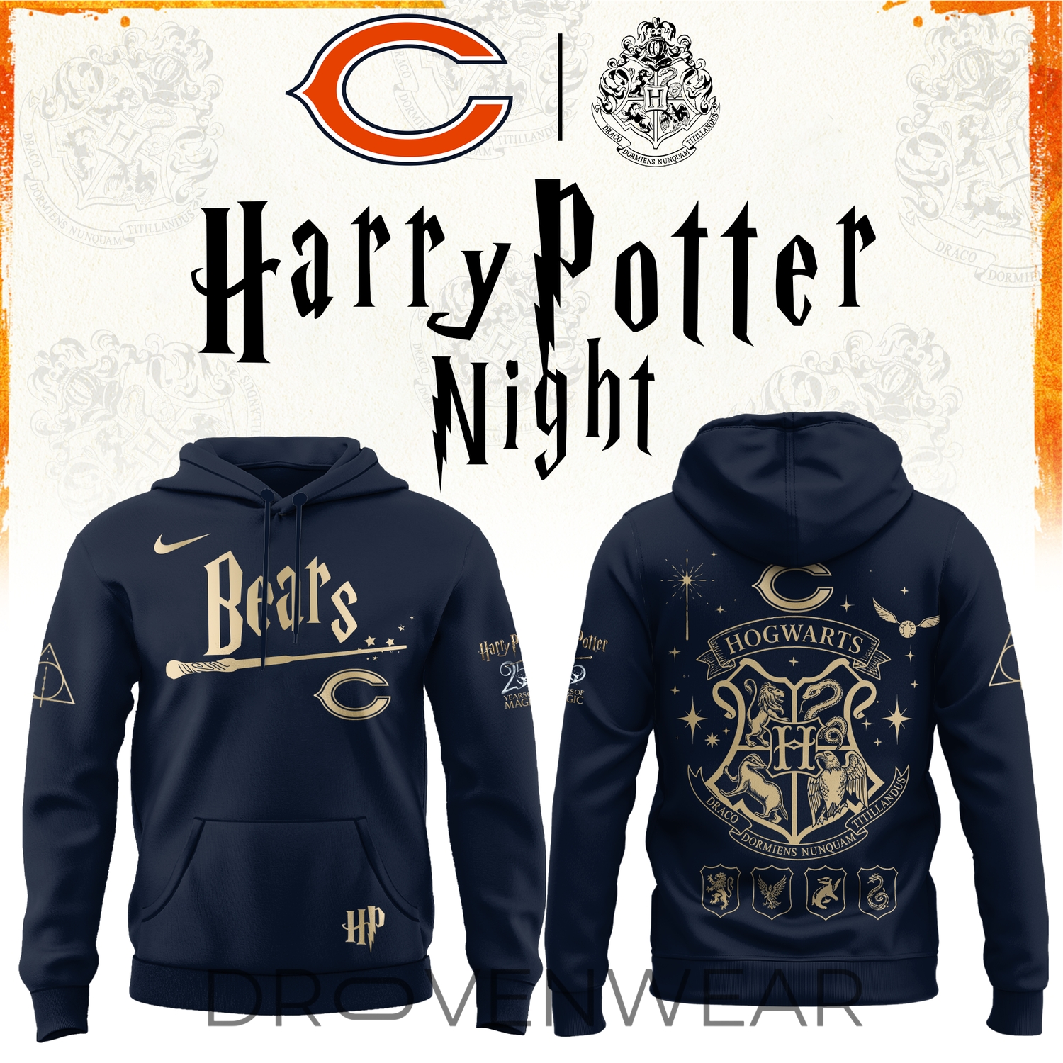 Chicago Bears 2026 Harry Potter 25 Years Celebration Alternate Design Hoodie Chicago Bears 2026 Harry Potter 25 Years Celebration Alternate Design Hoodie