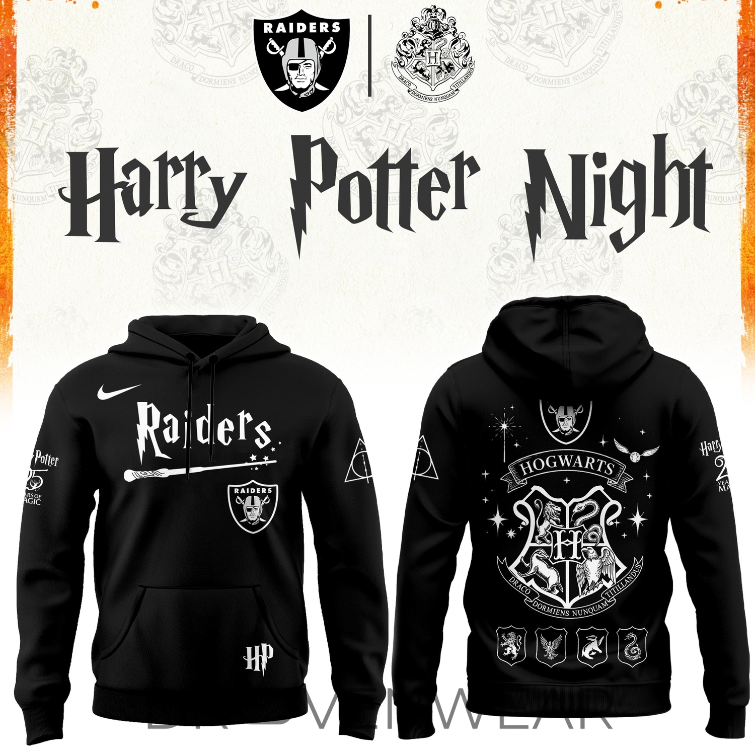 2026 Las Vegas Raiders Harry Potter 25th Anniversary Special Edition Football Hoodie 2026 Las Vegas Raiders Harry Potter 25th Anniversary Special Edition Football Hoodie