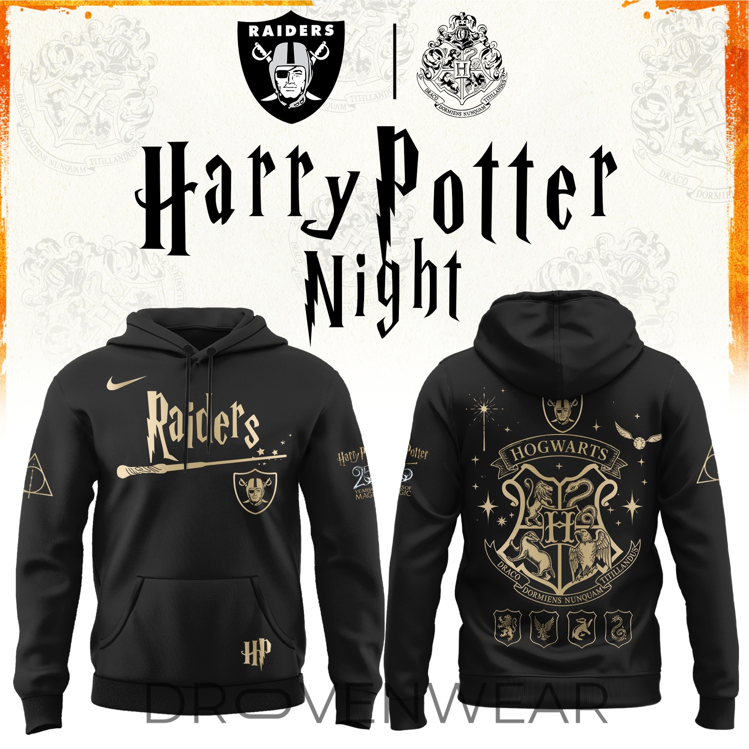 2026 Las Vegas Raiders Harry Potter 25th Anniversary Special Edition Football Hoodie 2026 Las Vegas Raiders Harry Potter 25th Anniversary Special Edition Football Hoodie