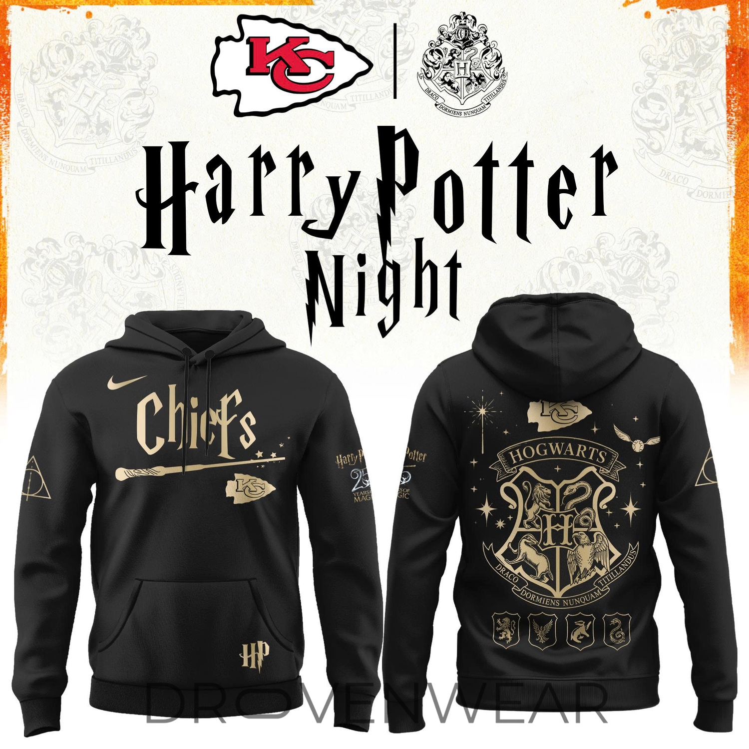 2026 Kansas City Chiefs Harry Potter 25th Anniversary Special Edition Football Hoodie 2026 Kansas City Chiefs Harry Potter 25th Anniversary Special Edition Football Hoodie
