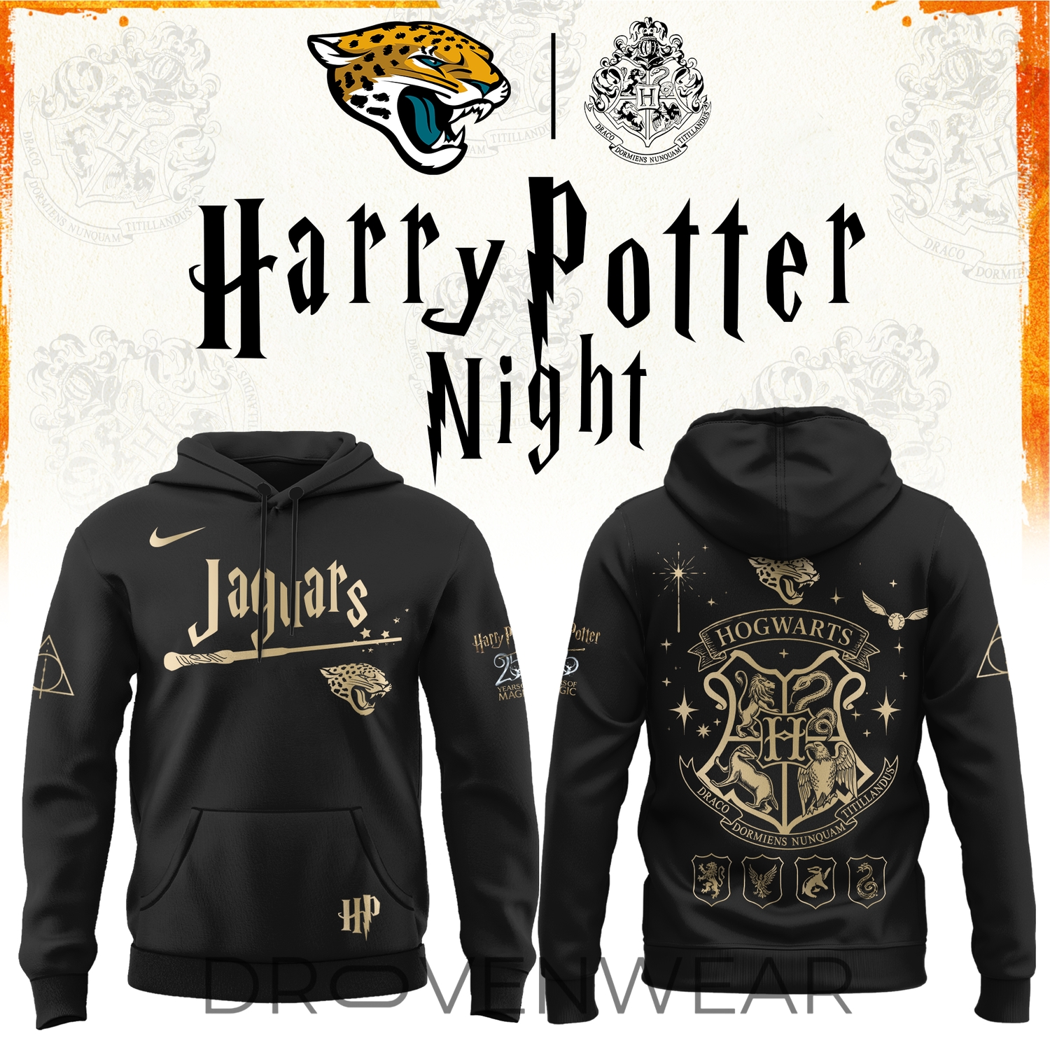 2026 Jacksonville Jaguars Harry Potter 25th Anniversary Special Edition Football Hoodie 2026 Jacksonville Jaguars Harry Potter 25th Anniversary Special Edition Football Hoodie