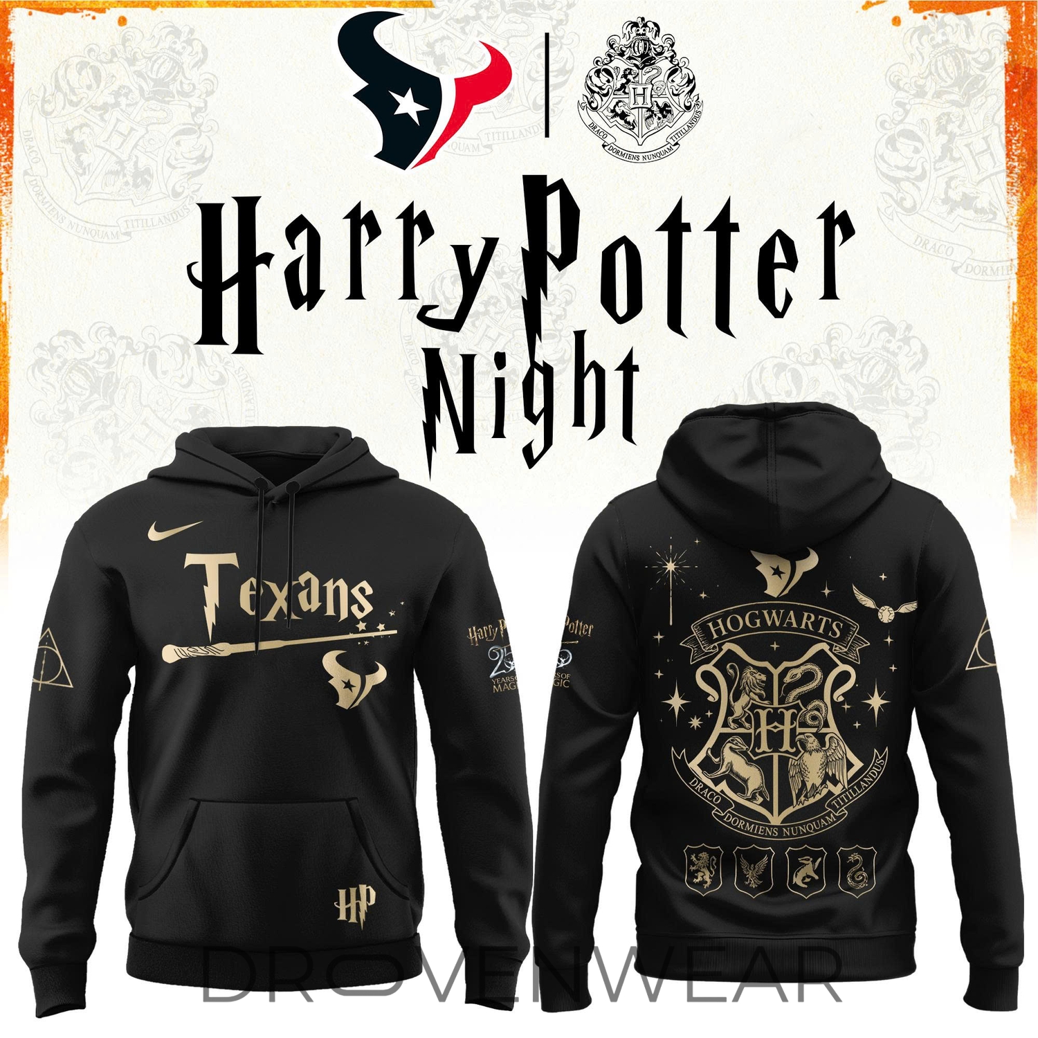 2026 Houston Texans Harry Potter 25th Anniversary Special Edition Football Hoodie 2026 Houston Texans Harry Potter 25th Anniversary Special Edition Football Hoodie