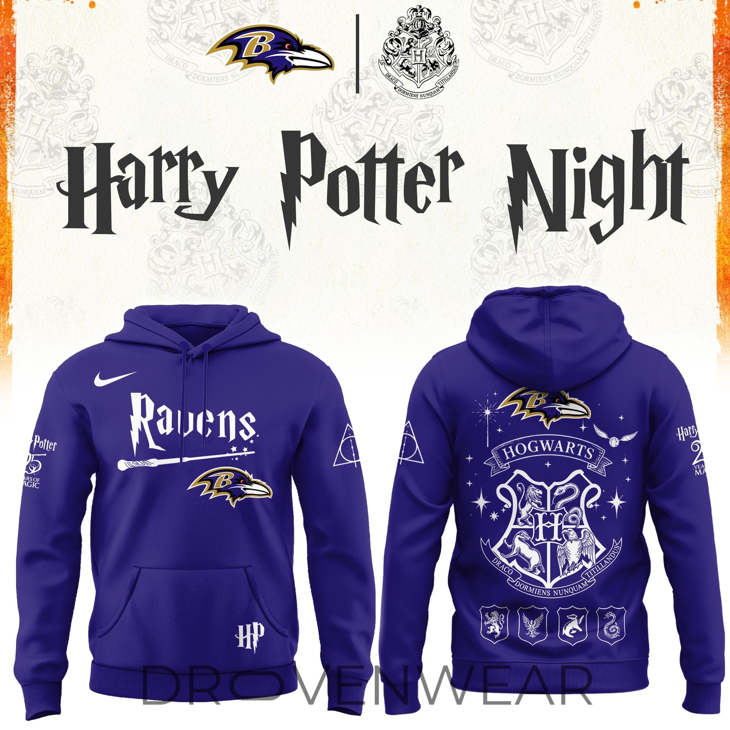 Baltimore Ravens 2026 Harry Potter 25 Years Celebration Alternate Design Hoodie Baltimore Ravens 2026 Harry Potter 25 Years Celebration Alternate Design Hoodie