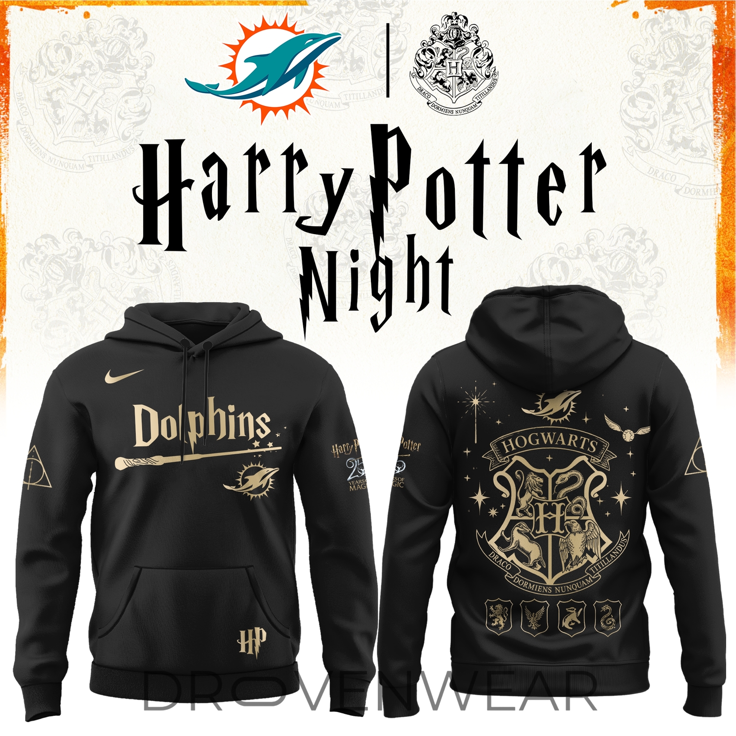 2026 Miami Dolphins Harry Potter 25th Anniversary Special Edition Football Hoodie 2026 Miami Dolphins Harry Potter 25th Anniversary Special Edition Football Hoodie