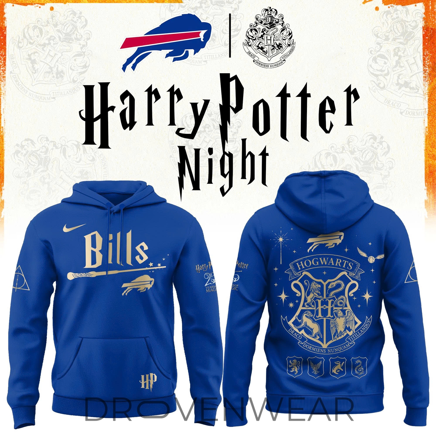Buffalo Bills 2026 Harry Potter 25 Years Celebration Alternate Design Hoodie Buffalo Bills 2026 Harry Potter 25 Years Celebration Alternate Design Hoodie