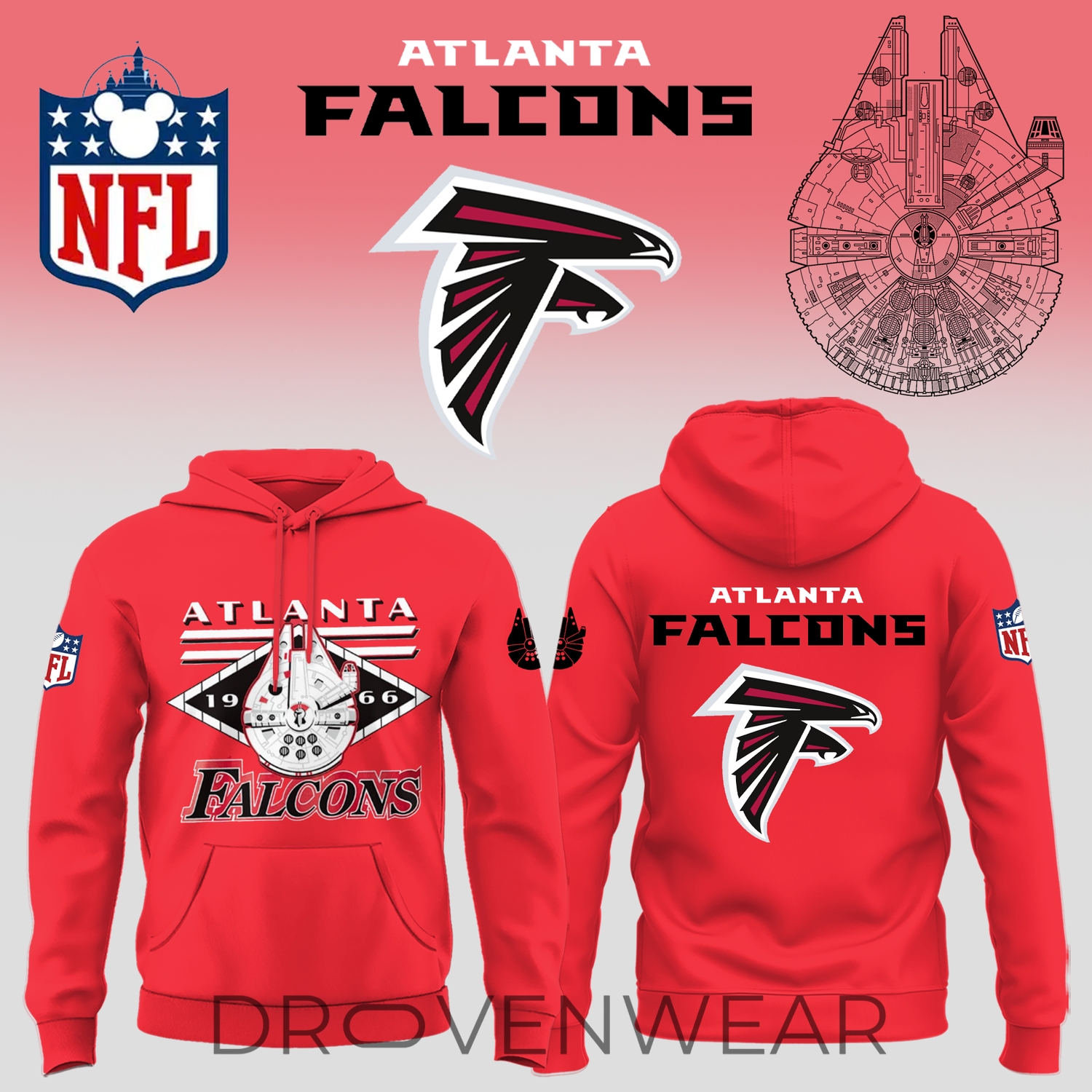 Disney X Atlanta Falcons Collaboration Graphic Limited Edition Hoodie Disney X Atlanta Falcons Collaboration Graphic Limited Edition Hoodie