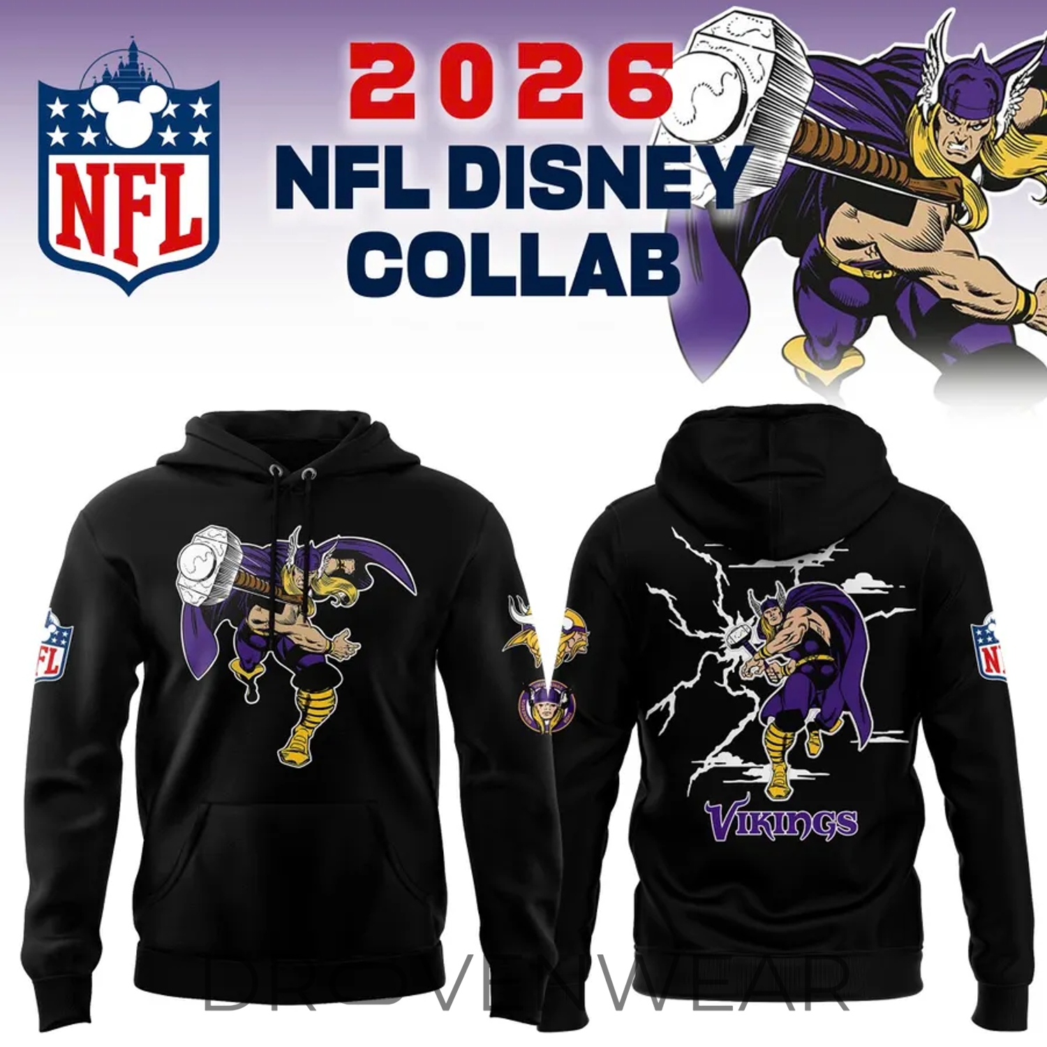 Disney X Minnesota Vikings Collaboration Graphic Limited Edition Hoodie Ver2 Disney X Minnesota Vikings Collaboration Graphic Limited Edition Hoodie Ver2