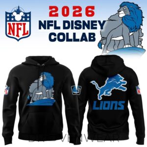 Disney X Detroit Lions Collaboration Graphic Limited Edition Hoodie Black Ver2