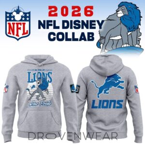 Disney X Detroit Lions Collaboration Graphic Limited Edition Hoodie Gray