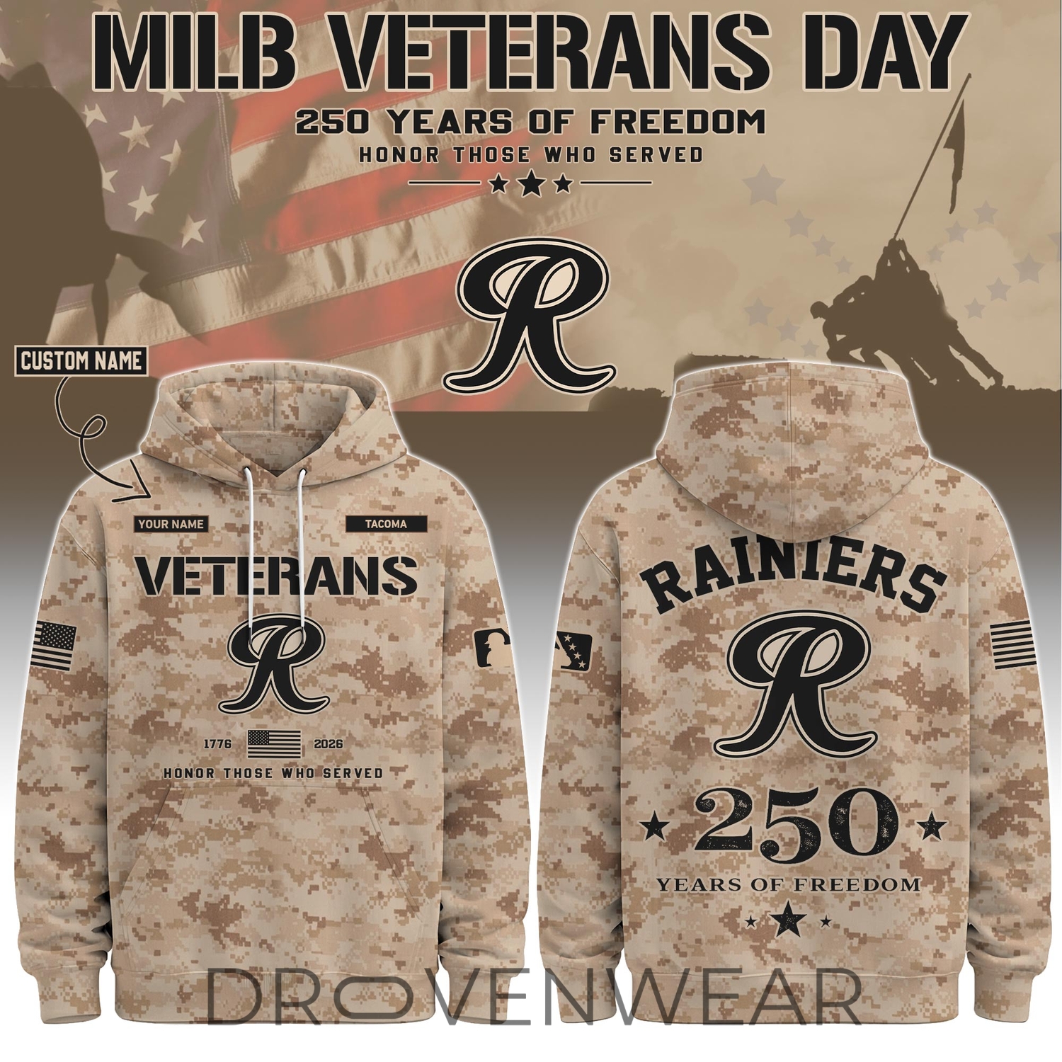 Tacoma Rainiers Special Veterans Day 2026 Limited Edition Hoodie Tacoma Rainiers Special Veterans Day 2026 Limited Edition Hoodie