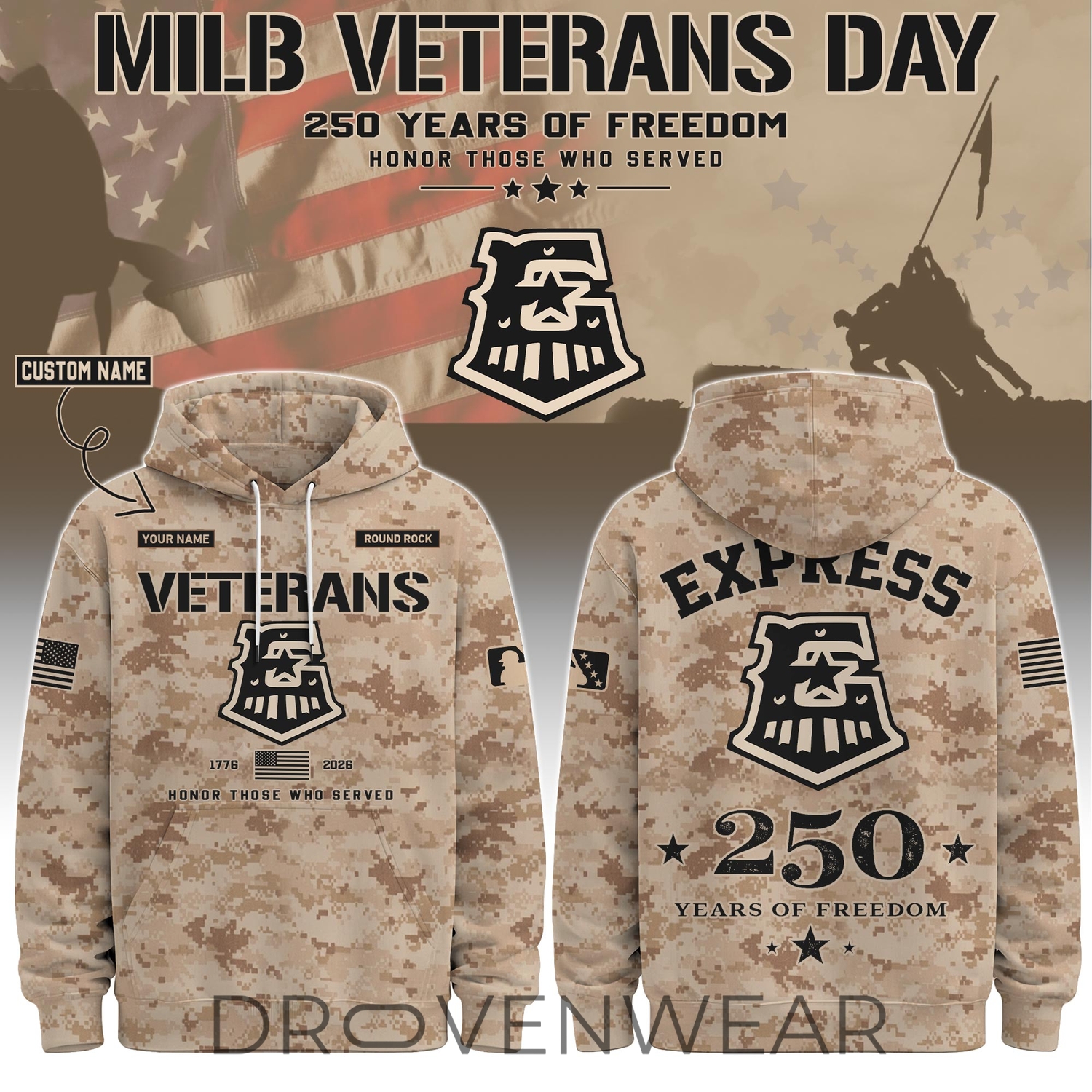 Round Rock Express Special Veterans Day 2026 Limited Edition Hoodie Round Rock Express Special Veterans Day 2026 Limited Edition Hoodie