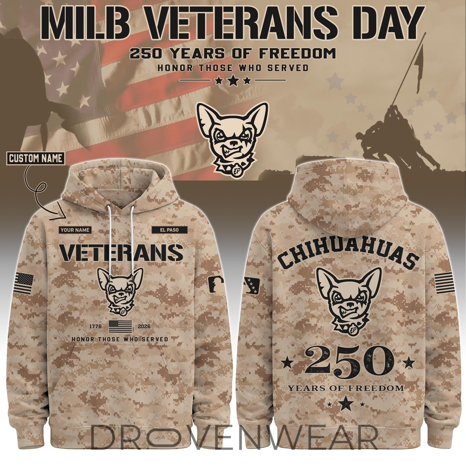 El Paso Chihuahuas Special Veterans Day 2026 Limited Edition Hoodie El Paso Chihuahuas Special Veterans Day 2026 Limited Edition Hoodie