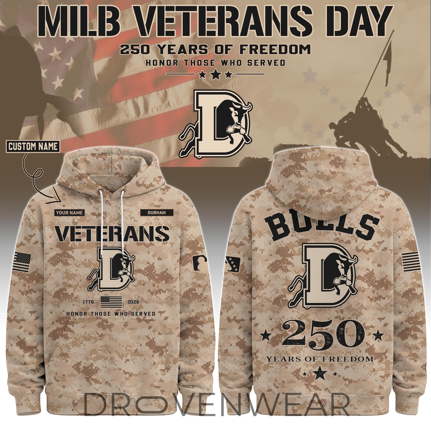 Durham Bulls Special Veterans Day 2026 Limited Edition Hoodie Durham Bulls Special Veterans Day 2026 Limited Edition Hoodie