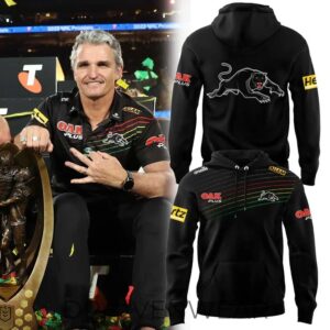 3D All Over Penrith Panthers Coach Ivan Cleary 2026 Penrith Panthers Black Media Hoodie