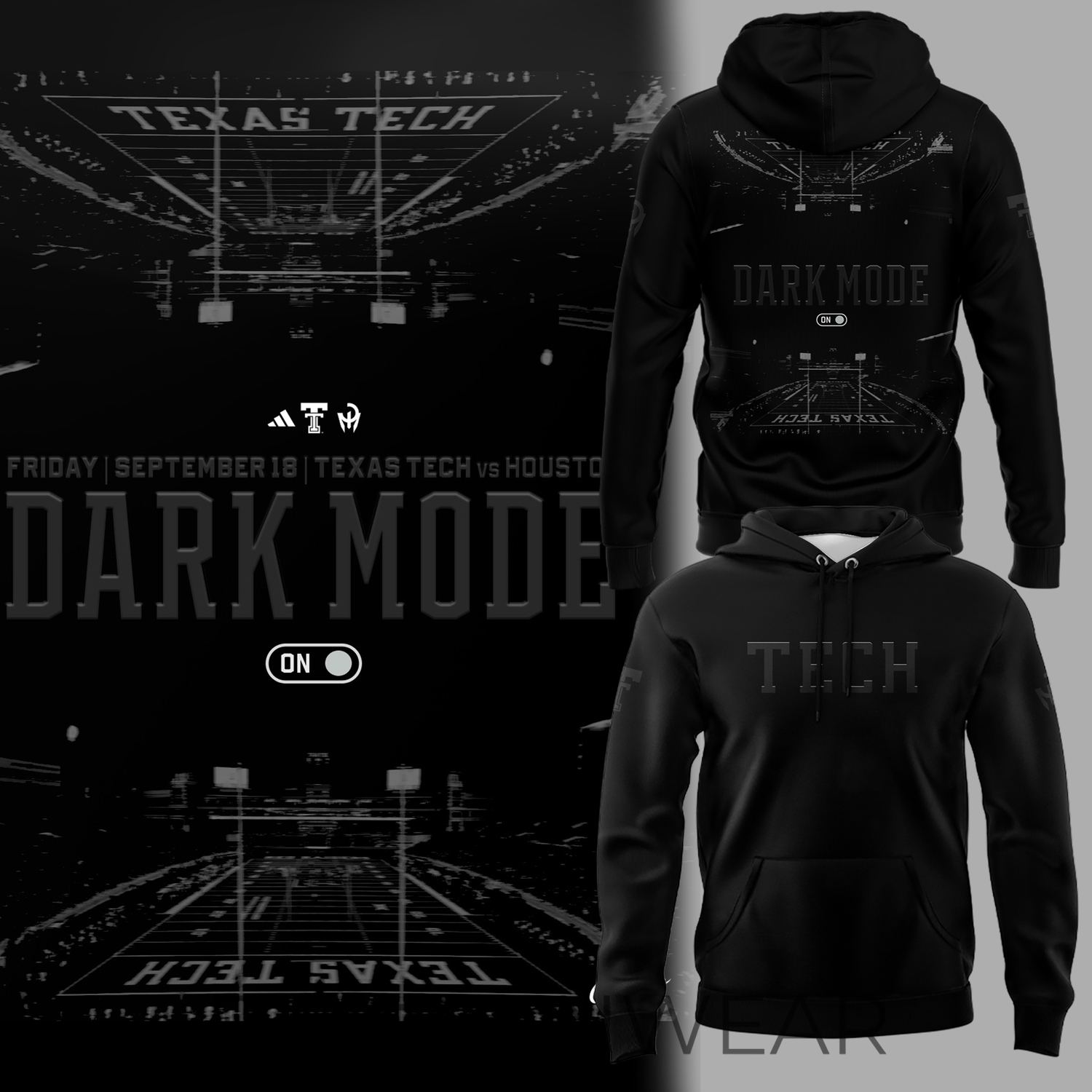 Texas Tech Dark Mode — Friday Night Football Hoodie Ver2 Texas Tech Dark Mode — Friday Night Football Hoodie Ver2