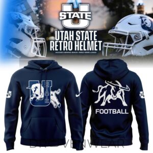 Utah State Aggies Retro Logo Navy Blue Pullover Hoodie