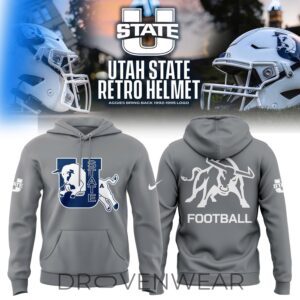 Utah State Aggies Retro Logo Grey Pullover Hoodie