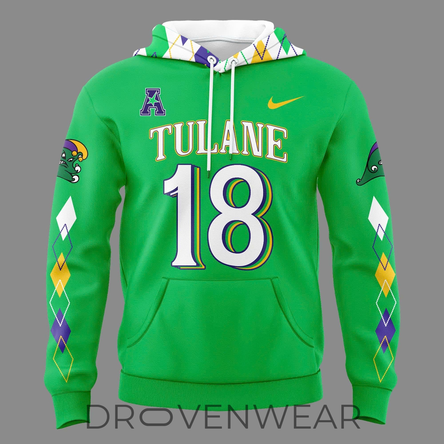 Tulane Green Wave Devon Walker #18 Mardi Gras City Edition Football Hoodie Tulane Green Wave Devon Walker #18 Mardi Gras City Edition Football Hoodie
