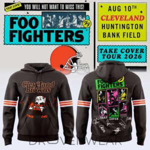 Foo Fighters X Cleveland Browns – Take Cover Tour 2026 Brown Hoodie Ver3