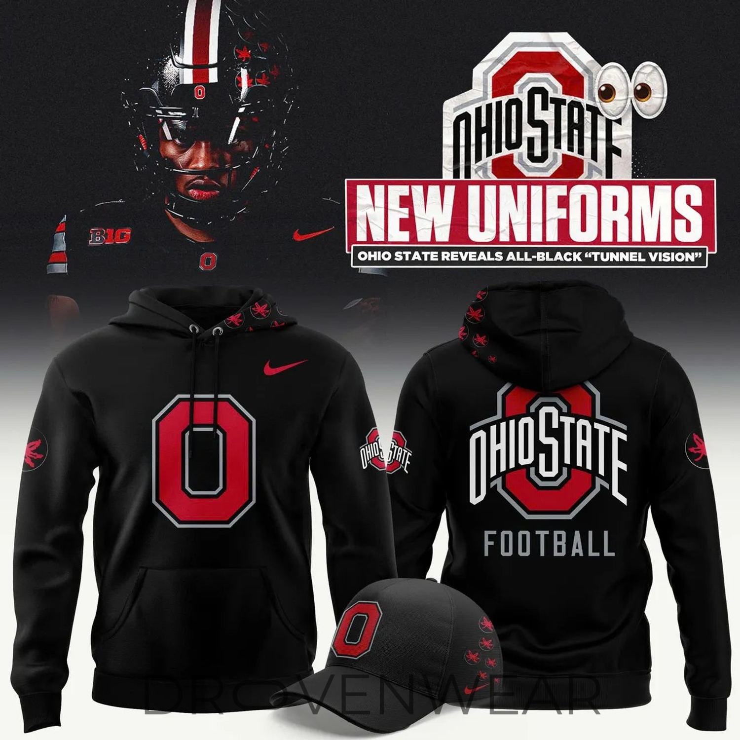 Ohio State Buckeyes Football Blackout Premium Hoodie Set Ohio State Buckeyes Football Blackout Premium Hoodie Set