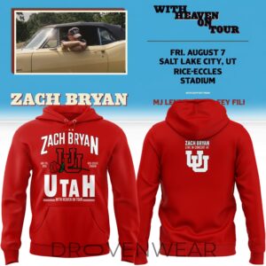 Zach Bryan X Utah Utes Football With Heaven On Tour Red 2026 Hoodie