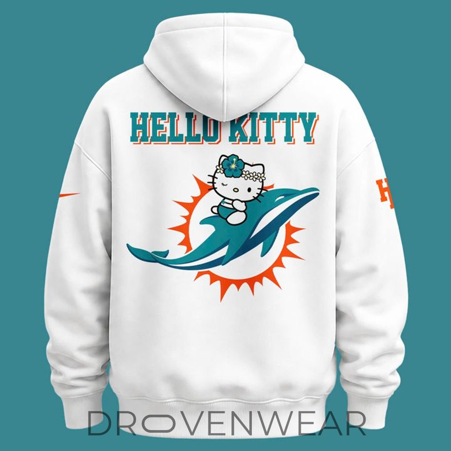 Miami Dolphins X Hello Kitty 2026 White Special Hoodie Miami Dolphins X Hello Kitty 2026 White Special Hoodie