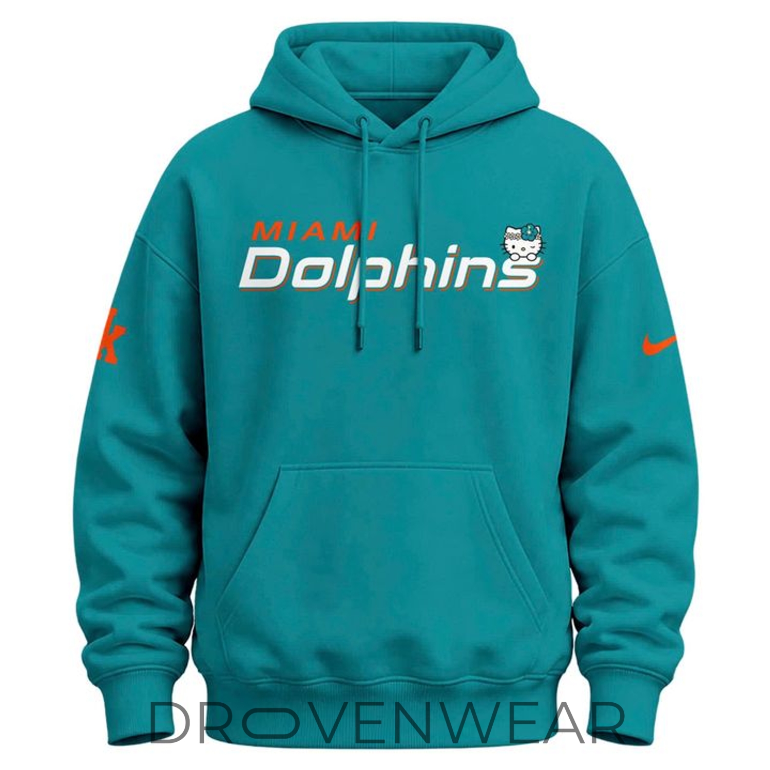 Miami Dolphins X Hello Kitty 2026 Marine Blue Special Hoodie Miami Dolphins X Hello Kitty 2026 Marine Blue Special Hoodie