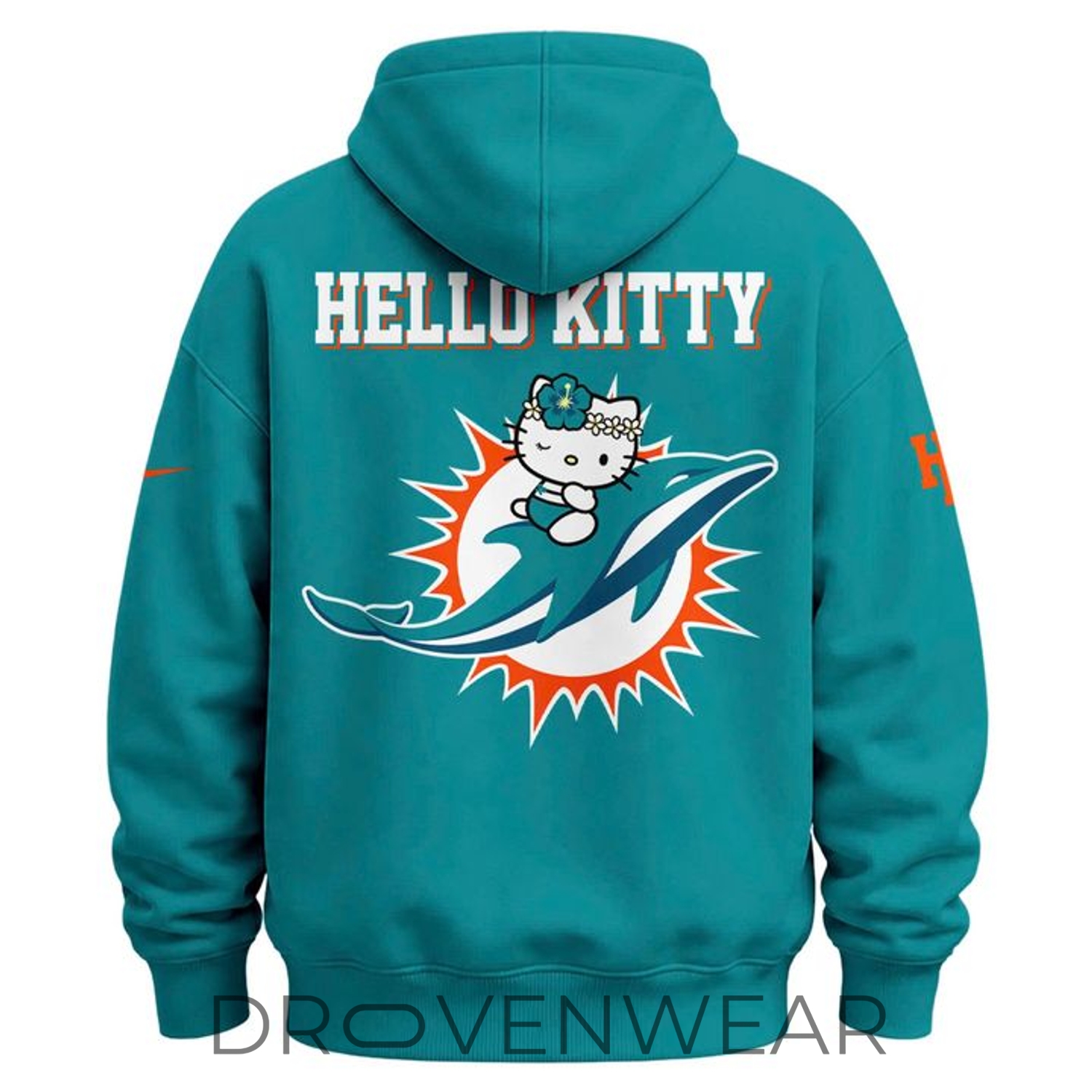 Miami Dolphins X Hello Kitty 2026 Marine Blue Special Hoodie Miami Dolphins X Hello Kitty 2026 Marine Blue Special Hoodie