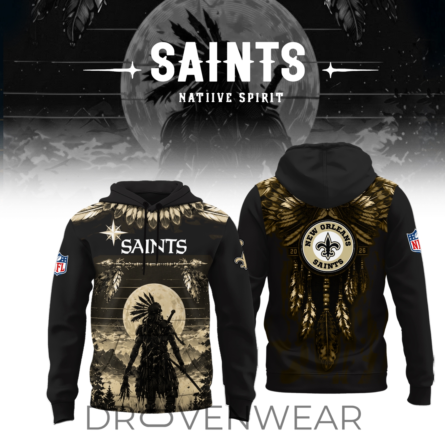Limited Editon New Orleans Saints Native Spirit Heritage 2026 Hoodie Limited Editon New Orleans Saints Native Spirit Heritage 2026 Hoodie