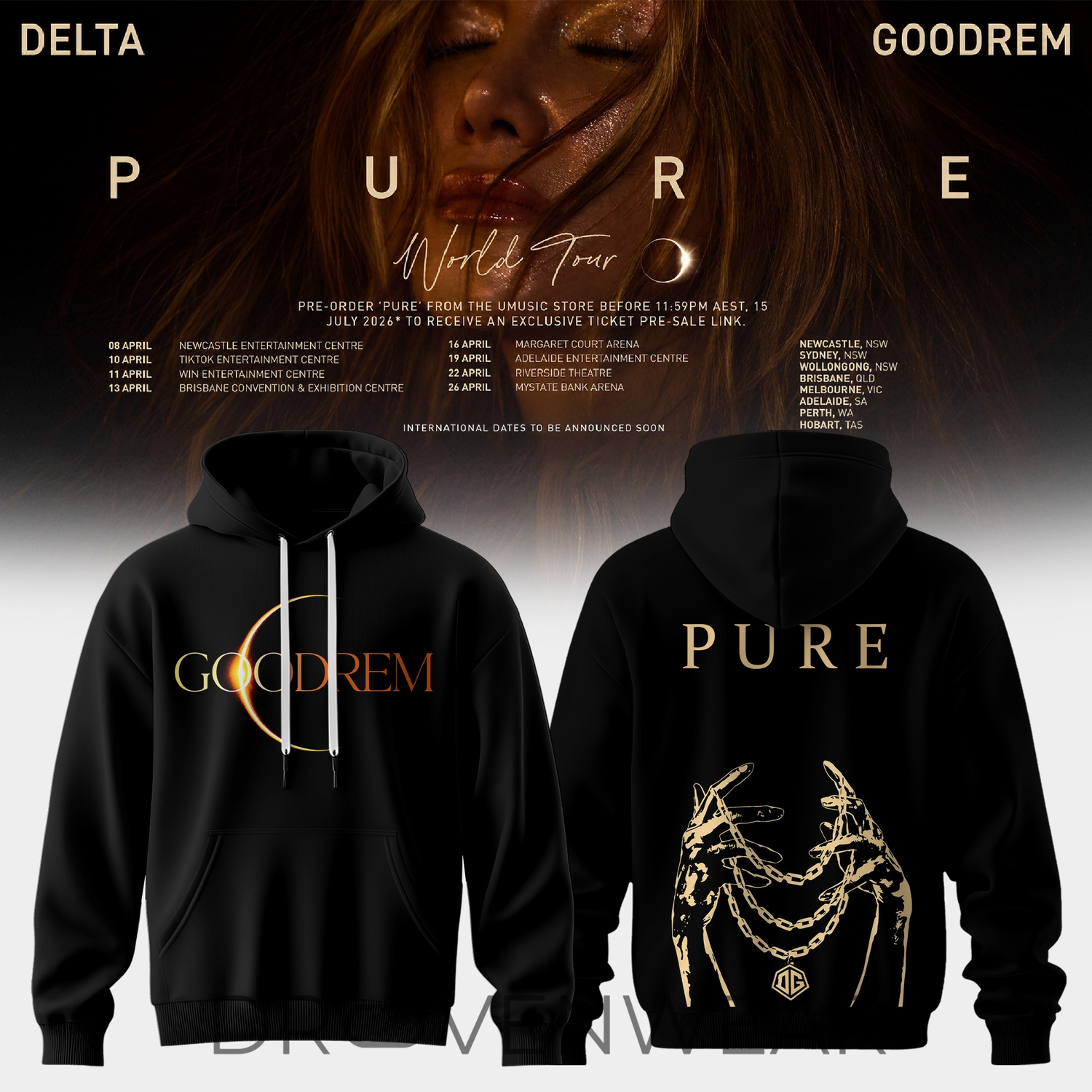 Delta Goodrem – Pure World Tour Hoodie Ver2 Delta Goodrem – Pure World Tour Hoodie Ver2