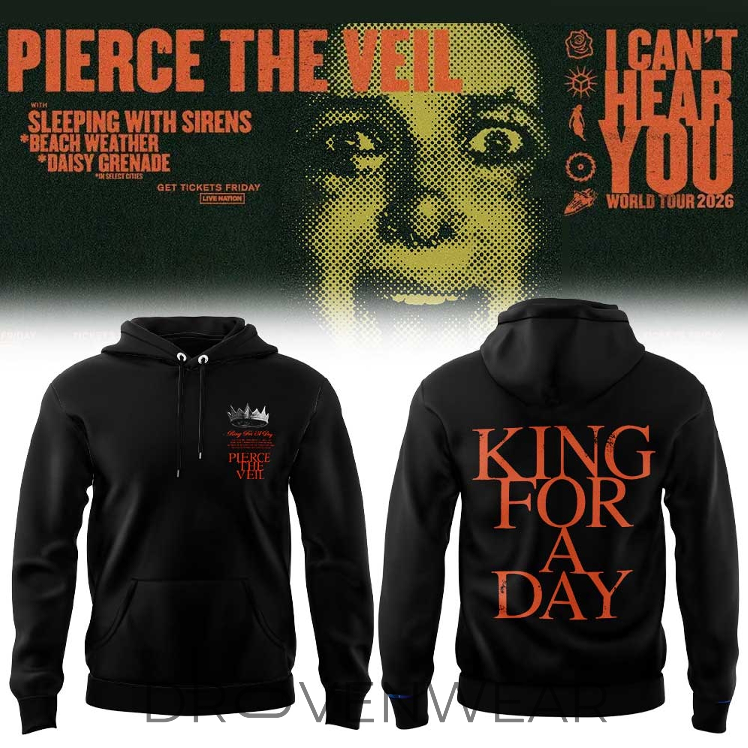 Pierce The Veil I Can’t Hear You World Tour 2026 Hoodie Ver2 Pierce The Veil I Can’t Hear You World Tour 2026 Hoodie Ver2