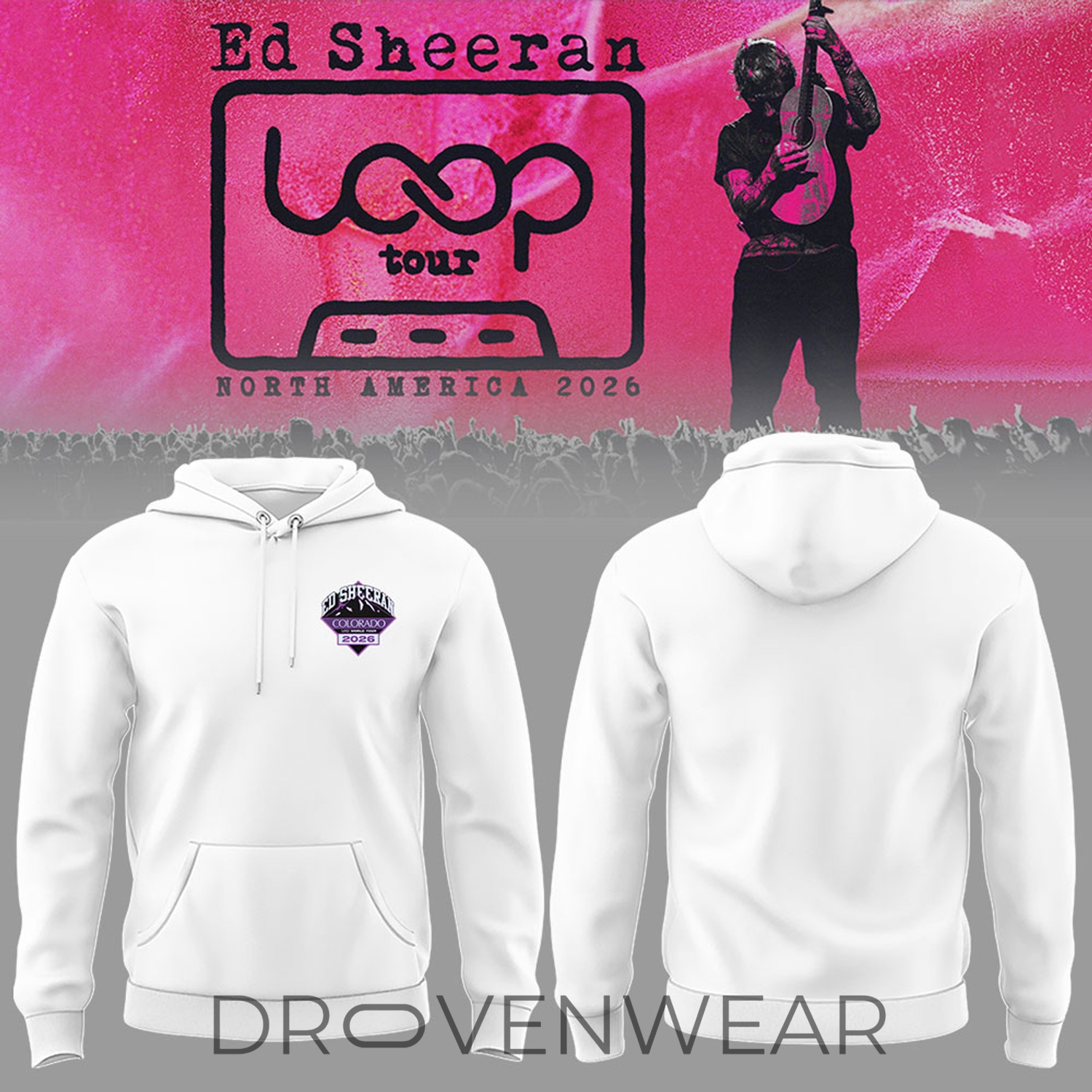 Ed Sheeran Loop Tour North America 2026 White Edition Hoodie Ed Sheeran Loop Tour North America 2026 White Edition Hoodie