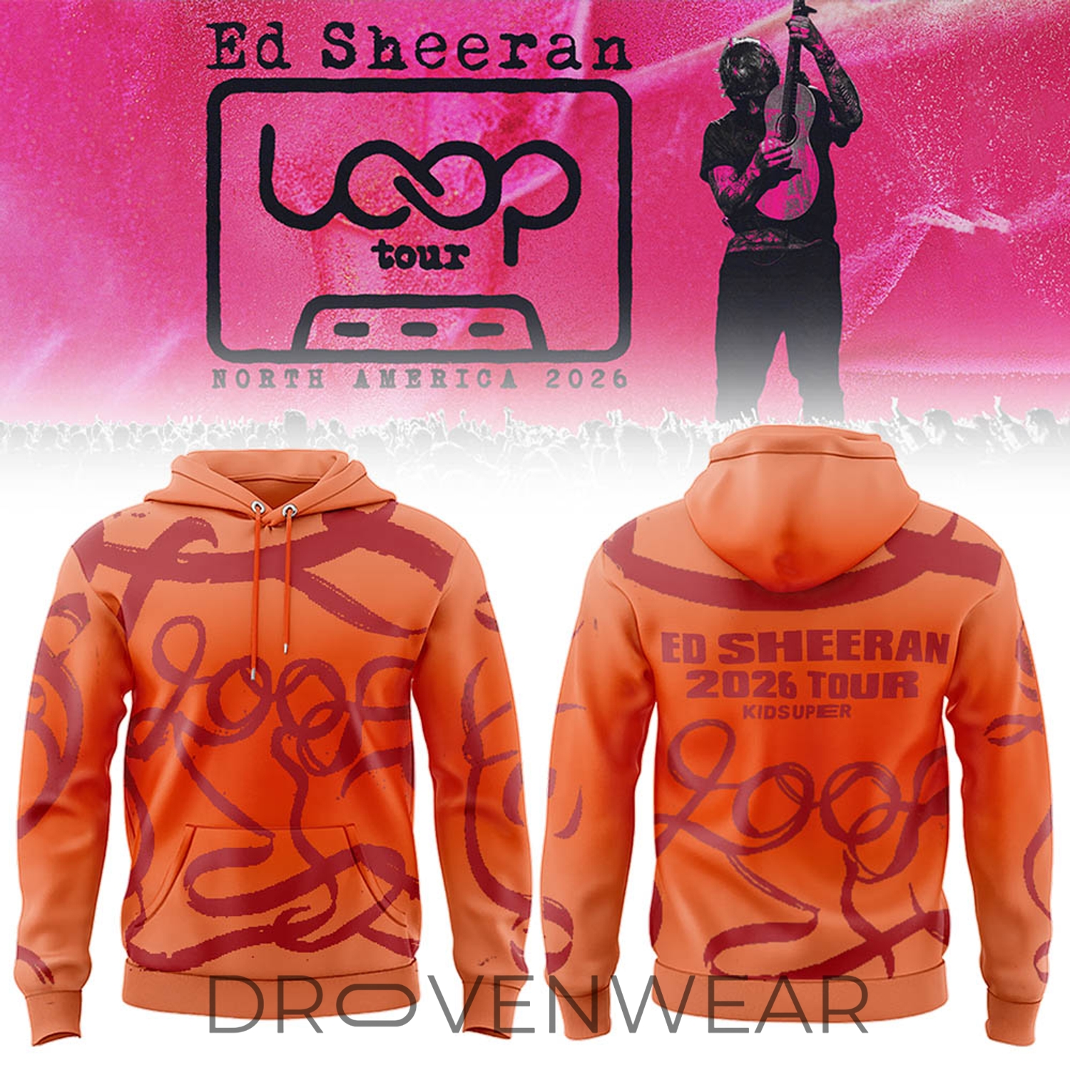 Ed Sheeran Loop Tour 2026 North America 2026 Orange Edition Hoodie Ed Sheeran Loop Tour 2026 North America 2026 Orange Edition Hoodie