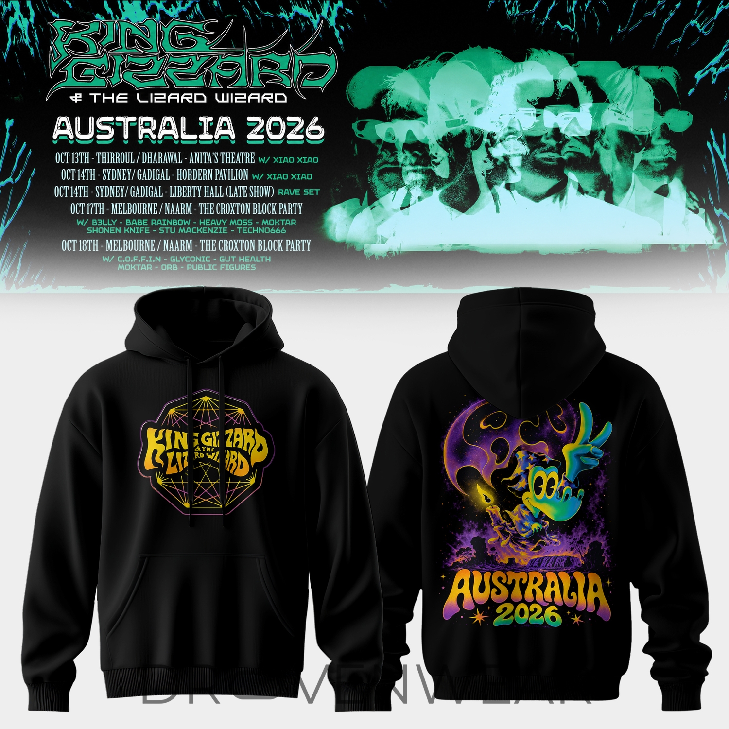 King Gizzard & The Lizard Wizard Tour In Australia 2026 Hoodie Collection King Gizzard & The Lizard Wizard Tour In Australia 2026 Hoodie Collection