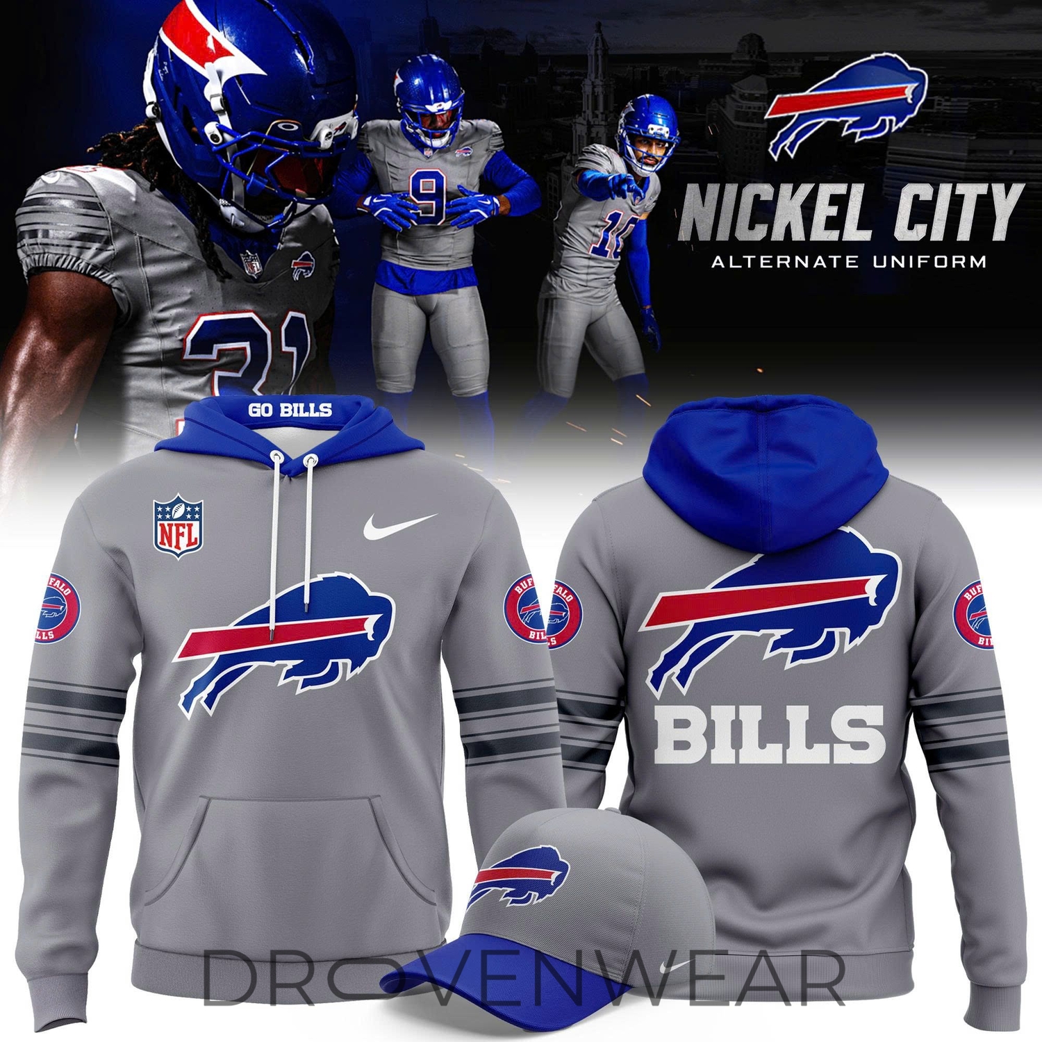 Men’s Buffalo Bills Gray Nickel City Pullover Hoodie – NFL Football Gear Men’s Buffalo Bills Gray Nickel City Pullover Hoodie – NFL Football Gear